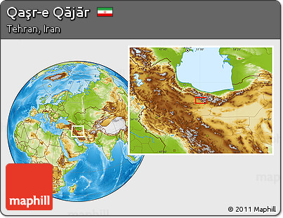 Physical Location Map of Qaşr-e Qājār