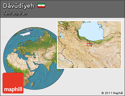 Satellite Location Map of Dāvūdīyeh