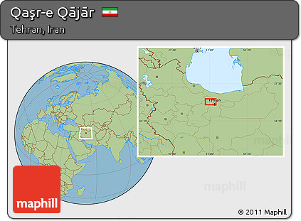 Savanna Style Location Map of Qaşr-e Qājār