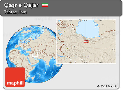 Shaded Relief Location Map of Qaşr-e Qājār
