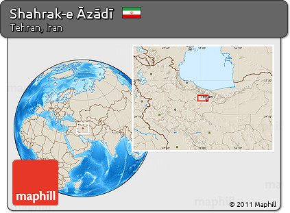 Shaded Relief Location Map of Shahrak-e Āzādī