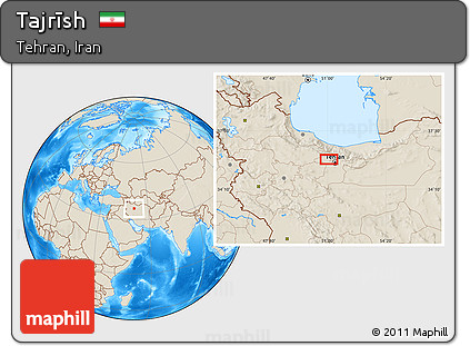 Shaded Relief Location Map of Tajrīsh