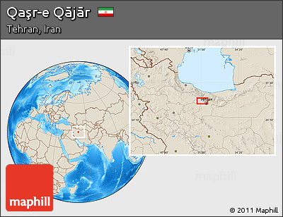 Shaded Relief Location Map of Qaşr-e Qājār