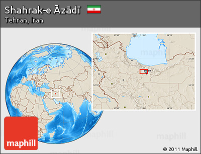 Shaded Relief Location Map of Shahrak-e Āzādī