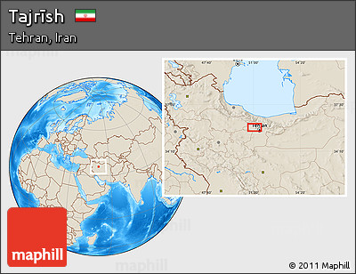 Shaded Relief Location Map of Tajrīsh