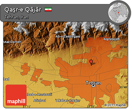 Physical Map of Qaşr-e Qājār