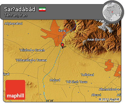Physical Map of Sarḩadābād