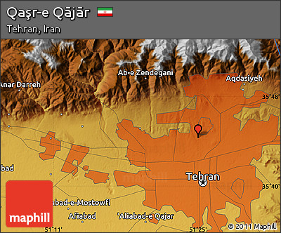 Physical Map of Qaşr-e Qājār