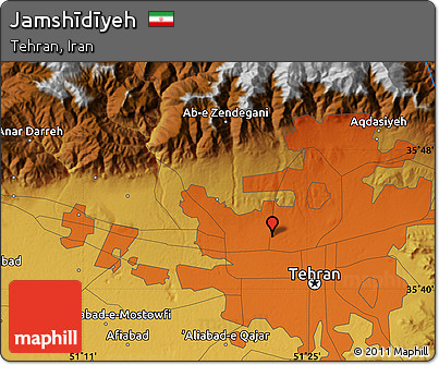 Physical Map of Jamshīdīyeh