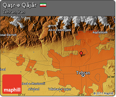 Physical Map of Qaşr-e Qājār