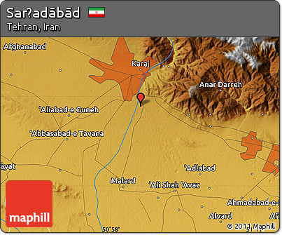 Physical Map of Sarḩadābād