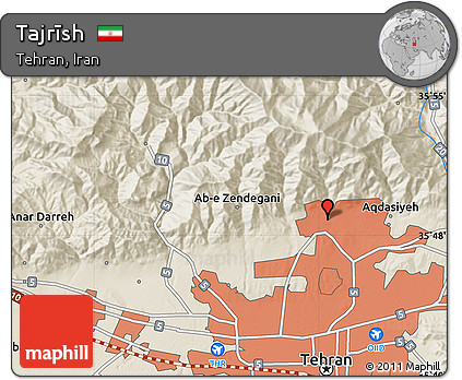 Shaded Relief Map of Tajrīsh