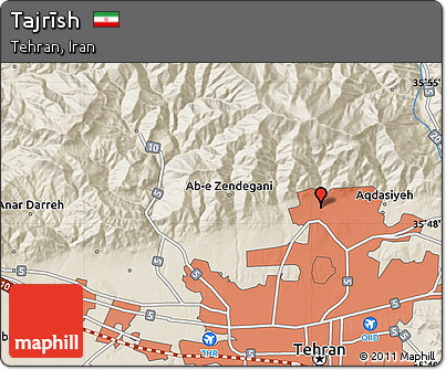 Shaded Relief Map of Tajrīsh