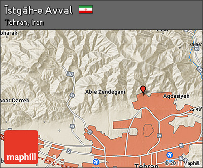 Shaded Relief Map of Īstgāh-e Avval