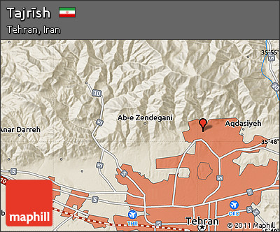 Shaded Relief Map of Tajrīsh