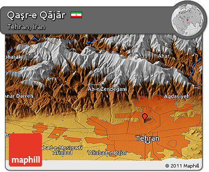 Physical Panoramic Map of Qaşr-e Qājār
