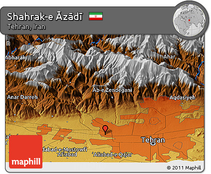 Physical Panoramic Map of Shahrak-e Āzādī