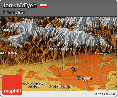 Physical Panoramic Map of Jamshīdīyeh