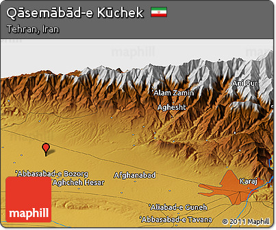 Physical Panoramic Map of Qāsemābād-e Kūchek