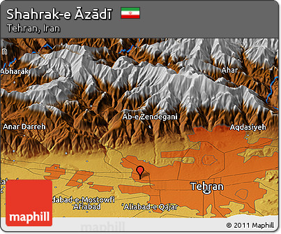Physical Panoramic Map of Shahrak-e Āzādī