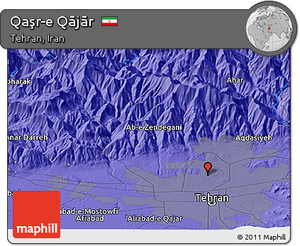 Political Panoramic Map of Qaşr-e Qājār