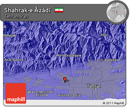 Political Panoramic Map of Shahrak-e Āzādī
