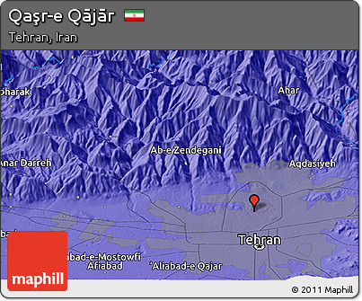 Political Panoramic Map of Qaşr-e Qājār