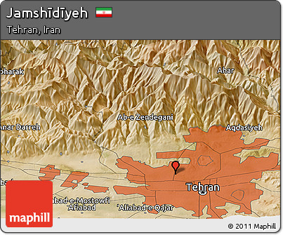 Satellite Panoramic Map of Jamshīdīyeh