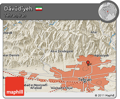 Shaded Relief Panoramic Map of Dāvūdīyeh
