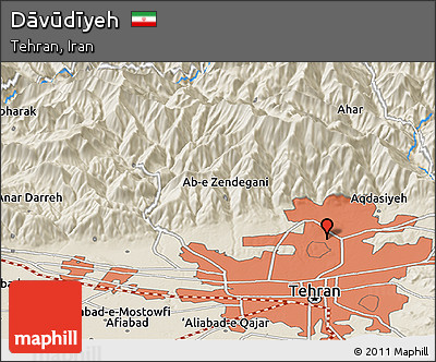 Shaded Relief Panoramic Map of Dāvūdīyeh