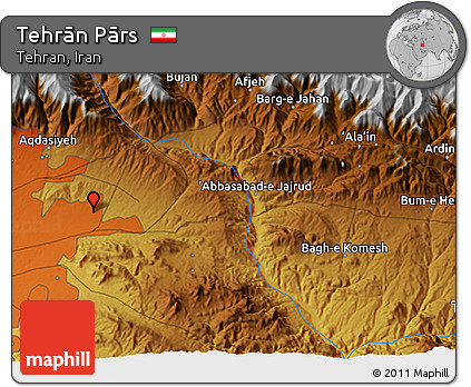 Physical 3D Map of Tehrān Pārs