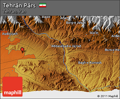 Physical 3D Map of Tehrān Pārs