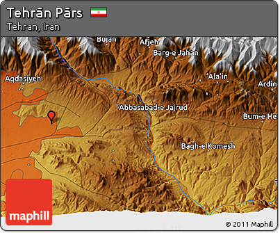 Physical 3D Map of Tehrān Pārs