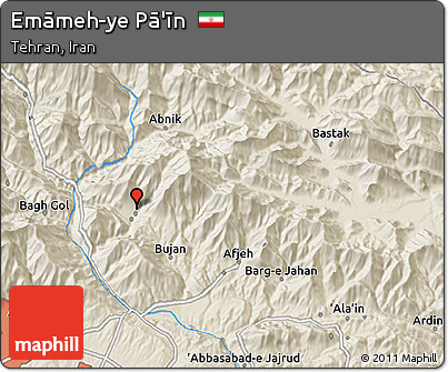 Shaded Relief 3D Map of Emāmeh-ye Pā'īn