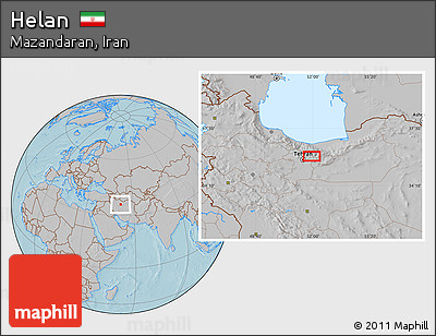 Gray Location Map of Helan, hill shading