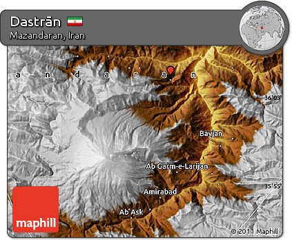 Physical Map of Dastrān