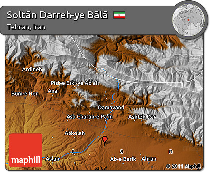 Physical Map of Soltān Darreh-ye Bālā