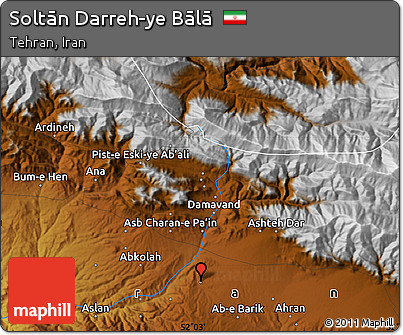 Physical Map of Soltān Darreh-ye Bālā