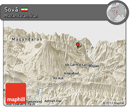 Shaded Relief Panoramic Map of Sovā