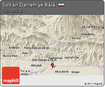 Shaded Relief Panoramic Map of Soltān Darreh-ye Bālā