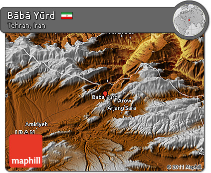Physical 3D Map of Bābā Yūrd
