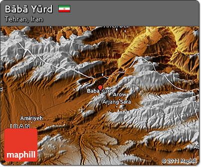 Physical 3D Map of Bābā Yūrd