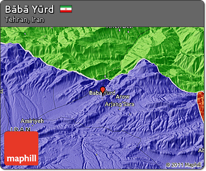 Political 3D Map of Bābā Yūrd