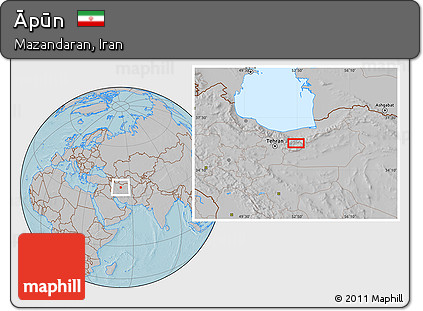 Gray Location Map of Āpūn, hill shading