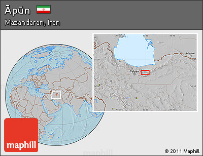 Gray Location Map of Āpūn, hill shading