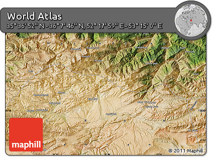 Satellite Map of the Area around 35° 52' 19" N, 52° 46' 29" E