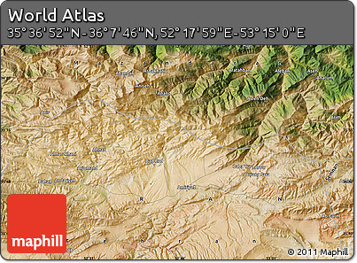 Satellite Map of the Area around 35° 52' 19" N, 52° 46' 29" E