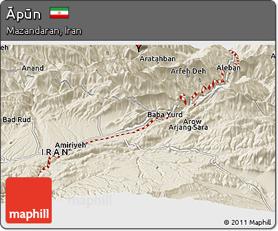 Shaded Relief Panoramic Map of Āpūn