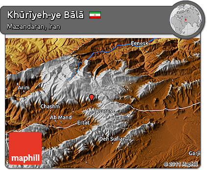 Physical 3D Map of Khūrīyeh-ye Bālā