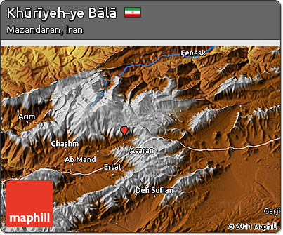 Physical 3D Map of Khūrīyeh-ye Bālā
